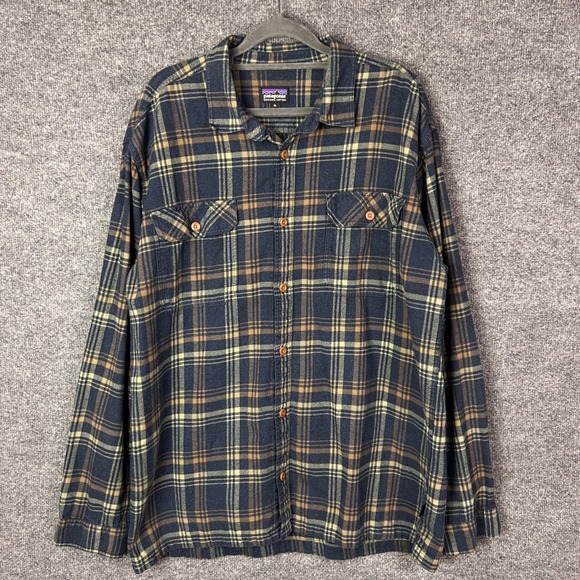 Patagonia Organic Cotton XL Flannel Shirt Plaid Button Up Long Sleeve - Picture 1 of 10